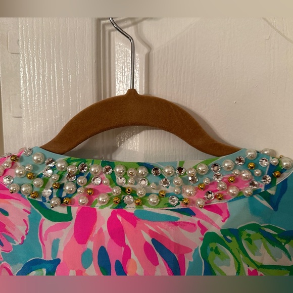 LILLY PULITZER ELENORA Totally Blossom
Silk Dress Pink Blue Embellished Large - Picture 5 of 12